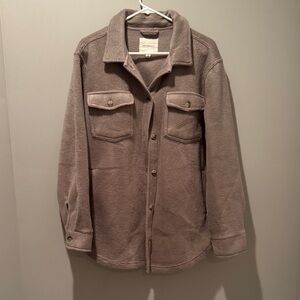 Cozy Taupe Button-Up Fleece Jacket